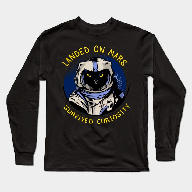 funny cat – Astrocat – Curiosity (dark variant) Long Sleeve T-Shirt by LiveForever